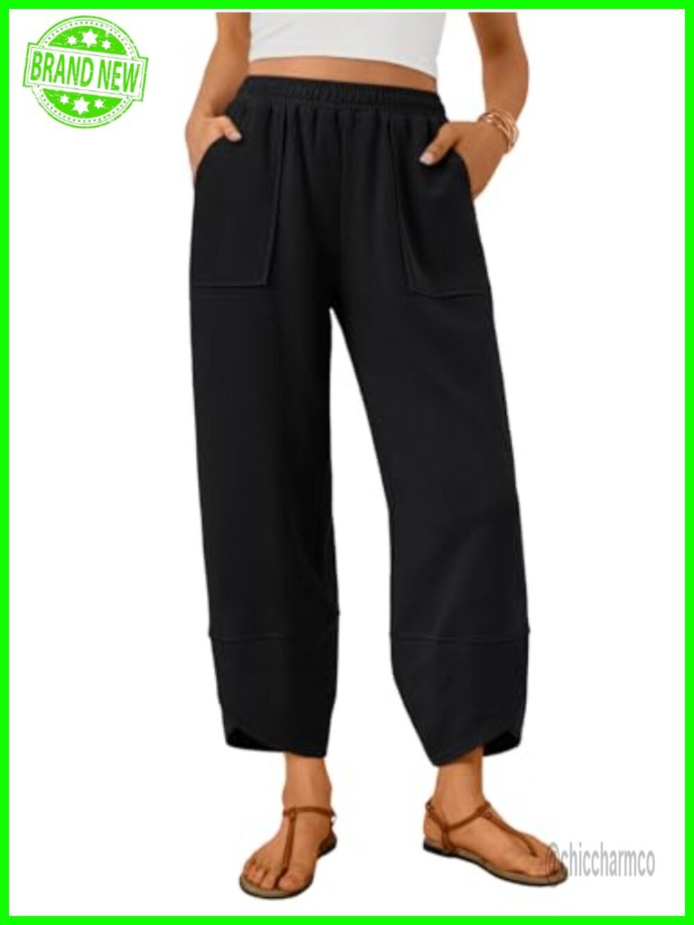 Wide Leg Barrel Sweatpants Cotton Blend Lounge Pants Pull On